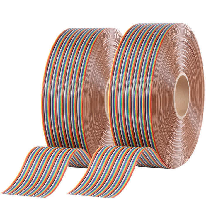 শিল্প অ্যাপ্লিকেশনের জন্য UL2651 28AWG 1.27mm পিচ রেইনবো রিবন হারনেস ফ্ল্যাট কেবল